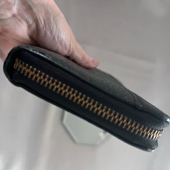 FOSSIL LEATHER Wallet Black w Yellow Tassel All Around Zip Closure No Callouts - Picture 9 of 13